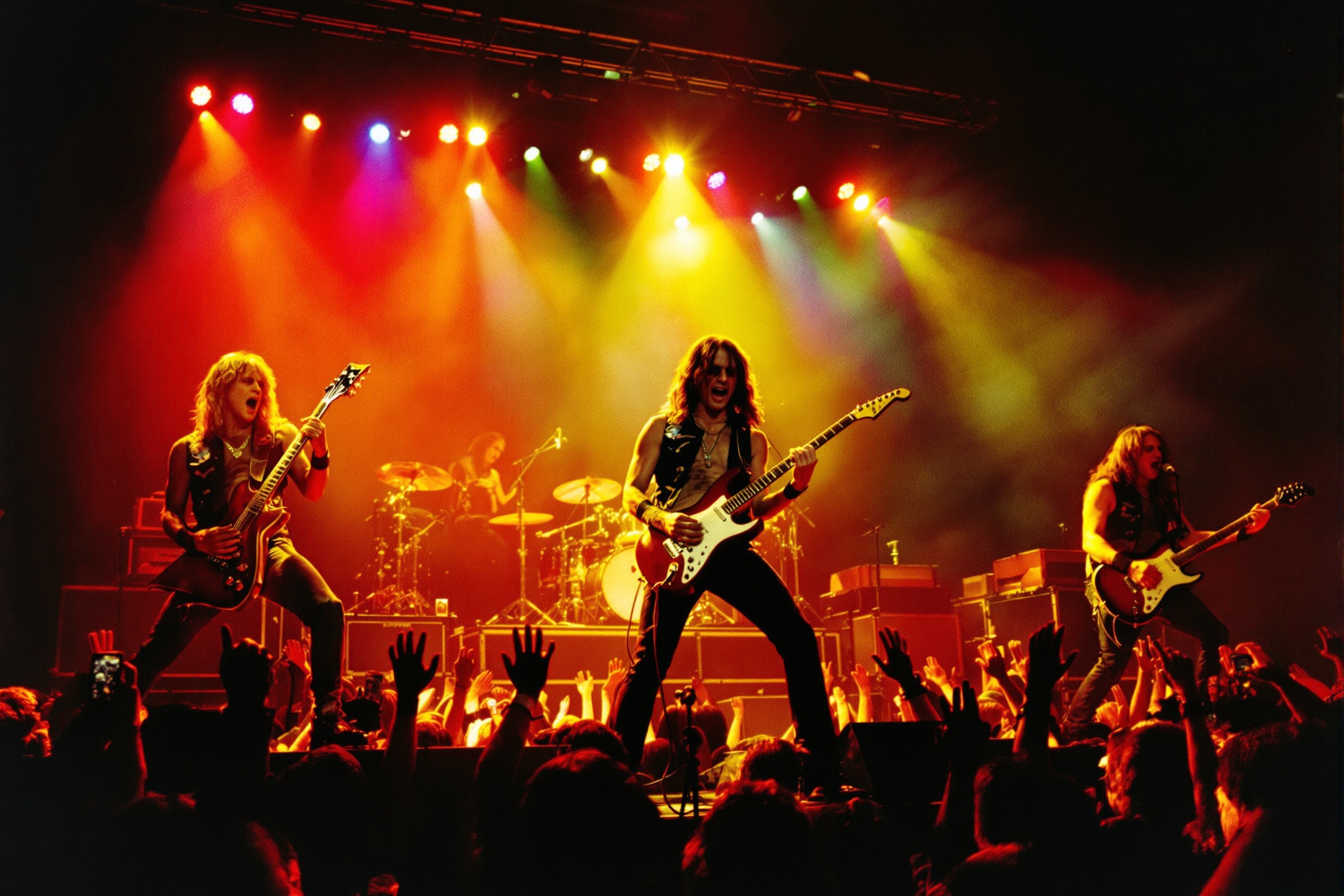 AC/DC en concert dans les années 70, incarnant une énergie brute