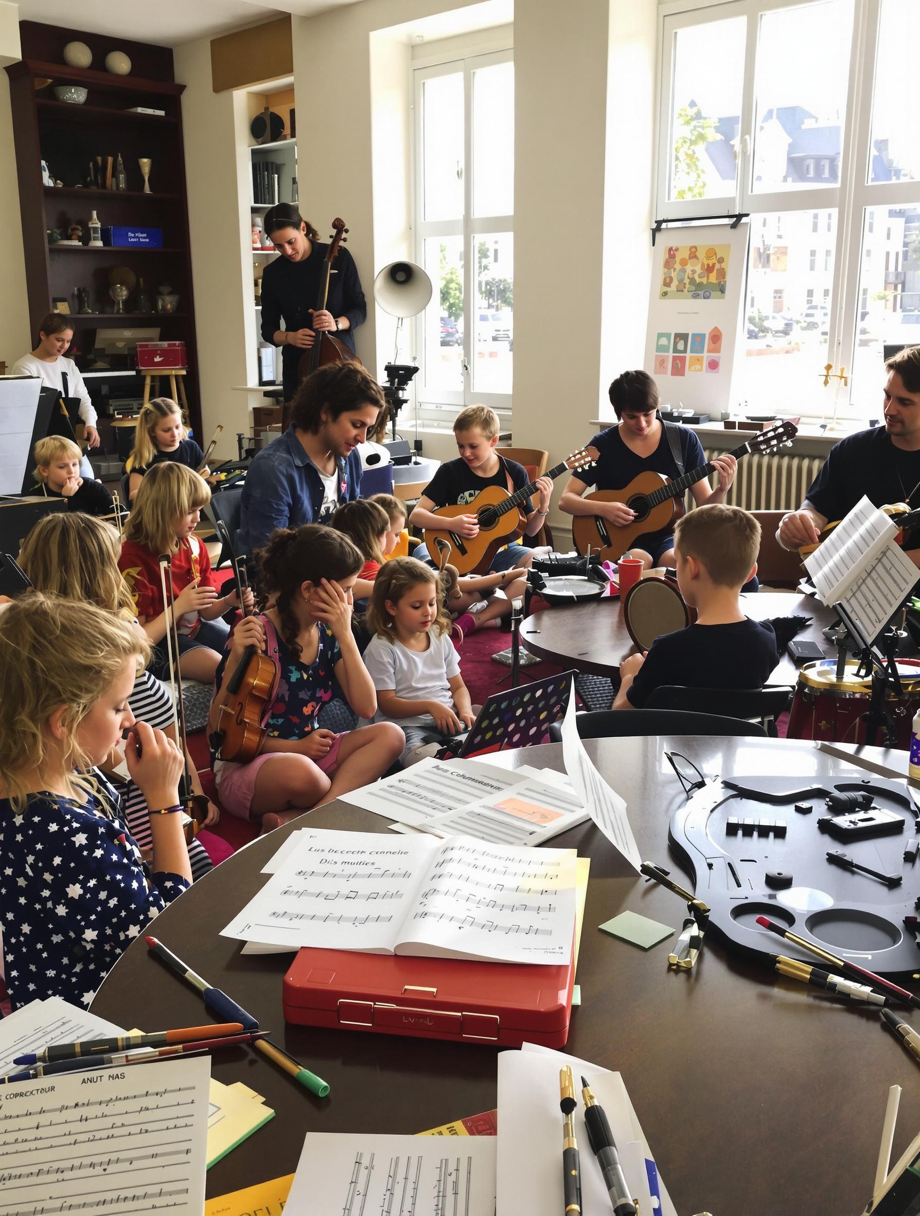 Atelier découverte instruments organisé par un Conservatoire et une école ICM.