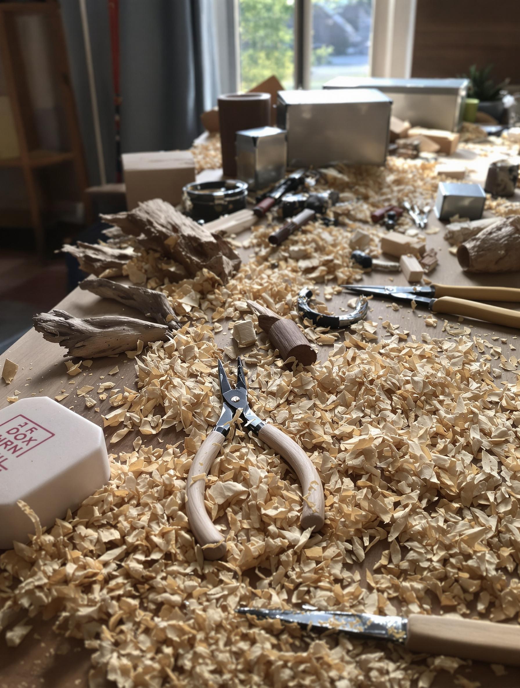 Atelier de lutherie écologique pour enfants avec des matériaux recyclés et des outils simples.