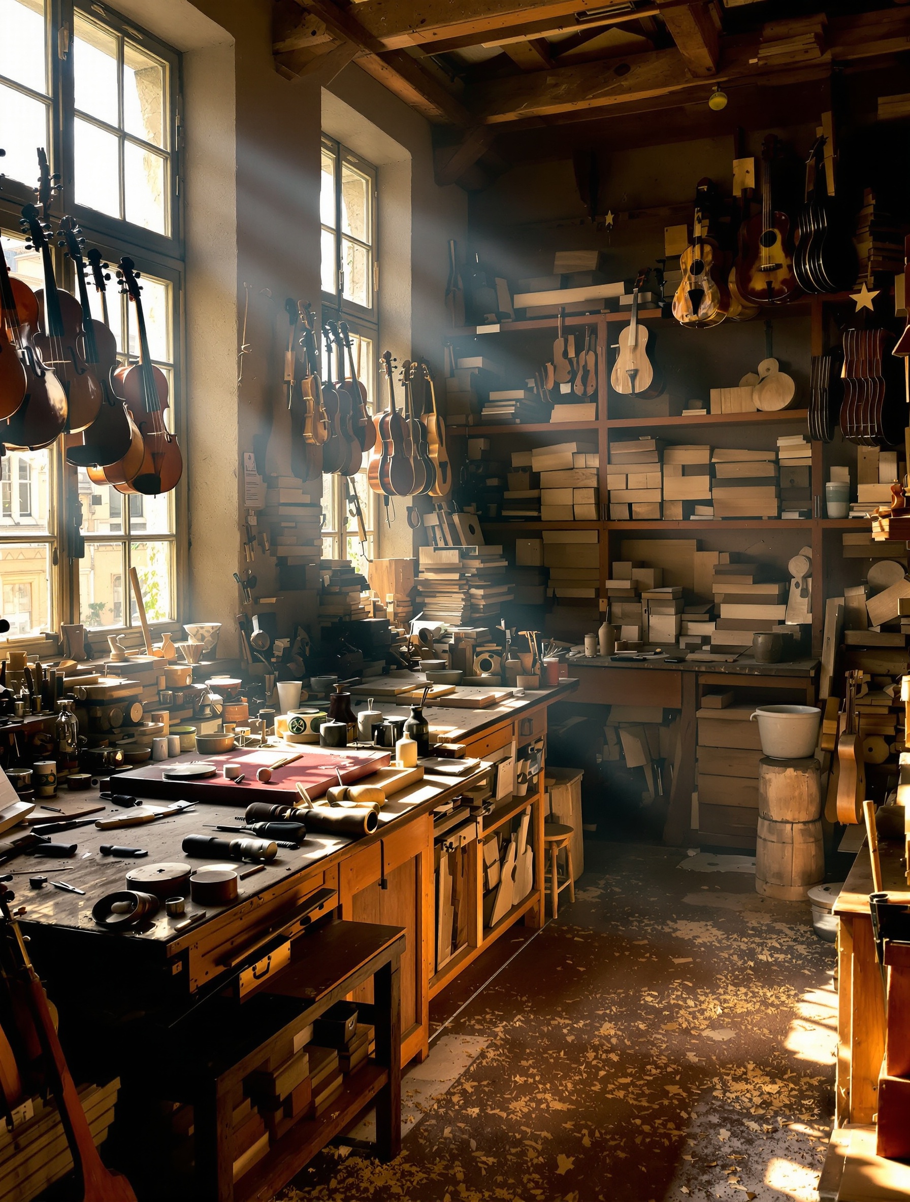 Atelier originel de Michel Lâg-Chavarria à Toulouse, bois et outils traditionnels