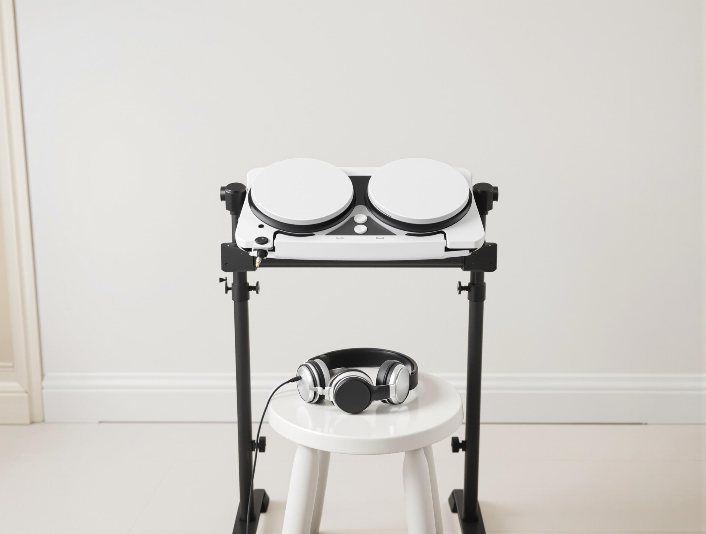 Batterie électronique compacte pour enfant avec pads, casque et tabouret