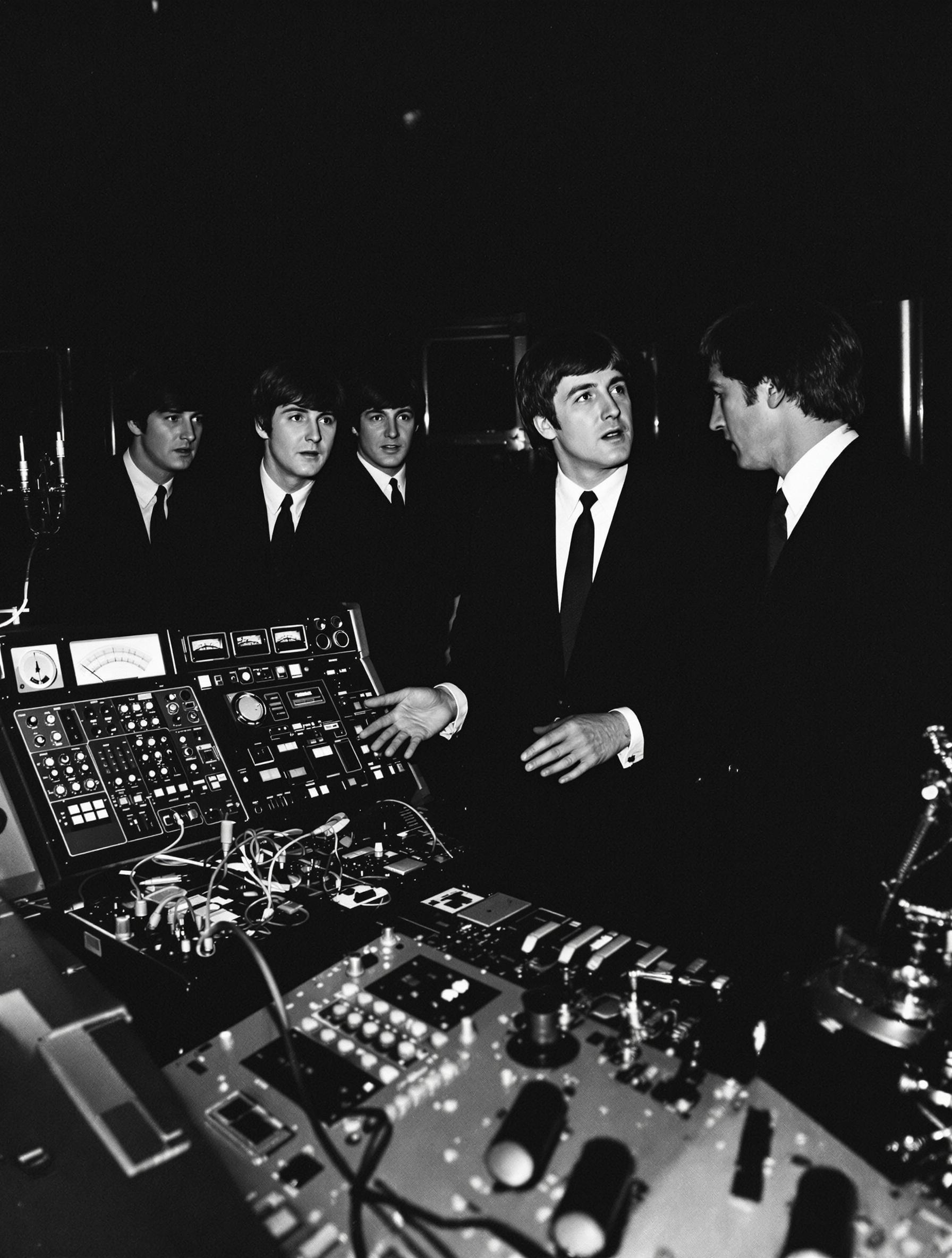 Les Beatles en studio avec George Martin