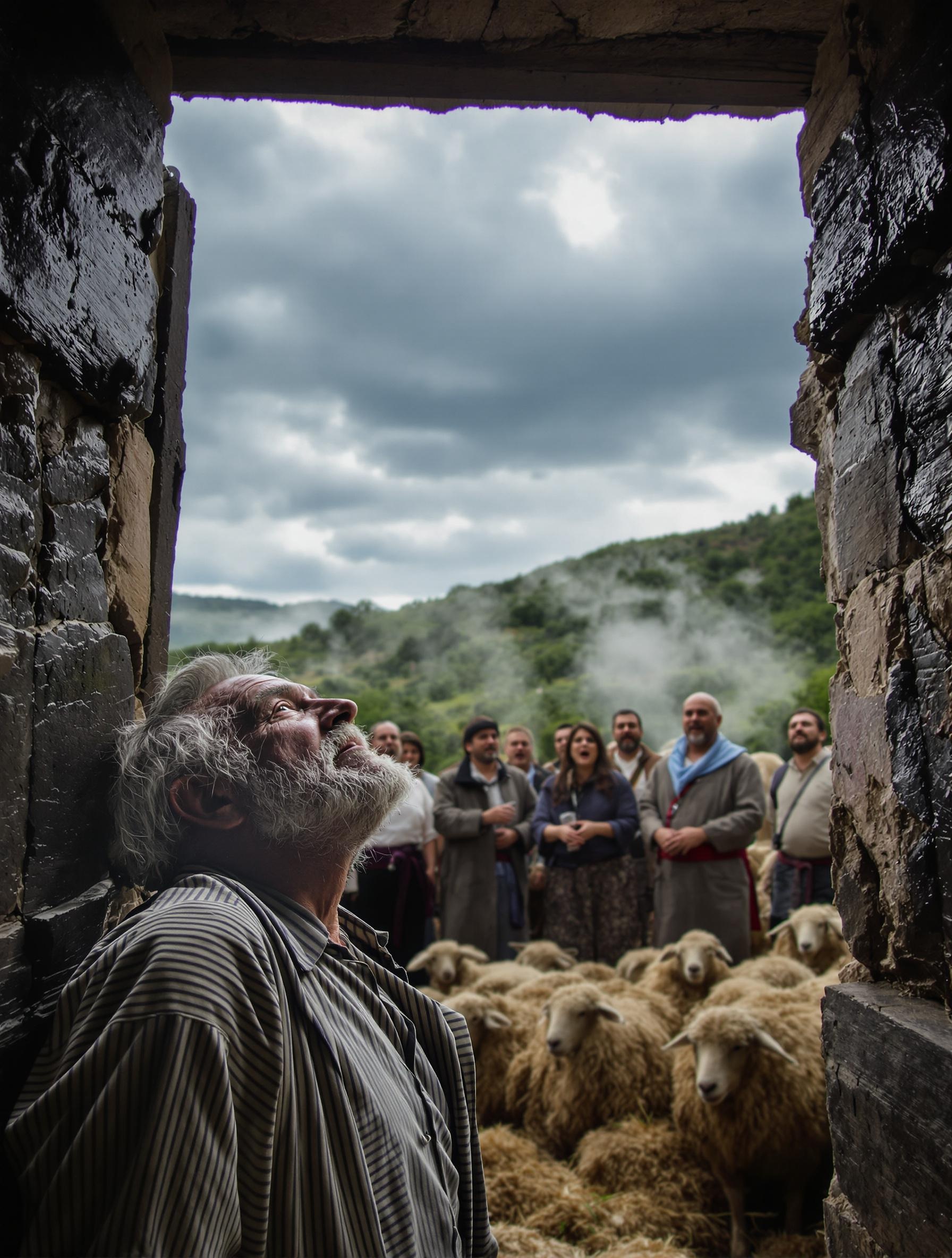 Bergerie à Corte sous la pluie, paghjella suspendue