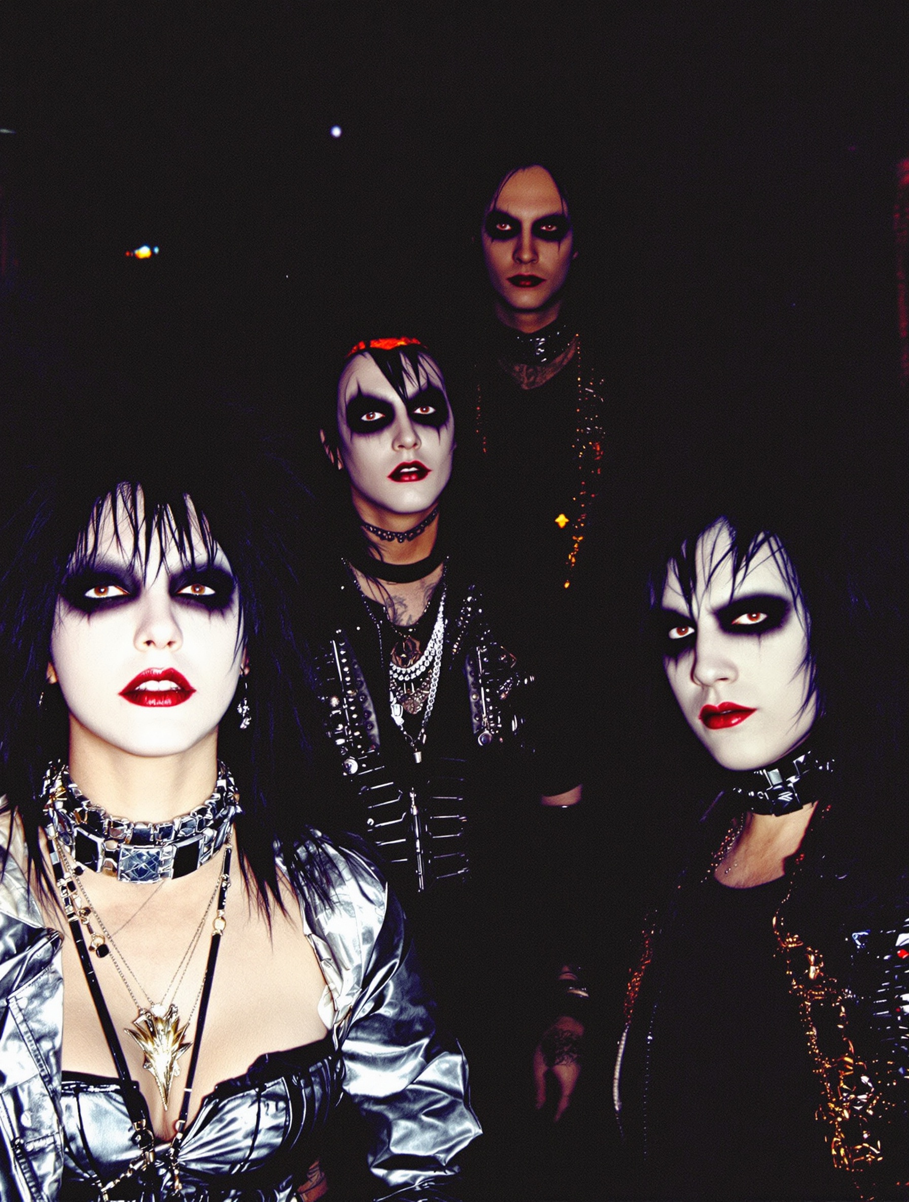 Photo d'archives des premiers membres de Black Veil Brides, soulignant leur esthétique glam metal distincte à leurs débuts à Cincinnati.