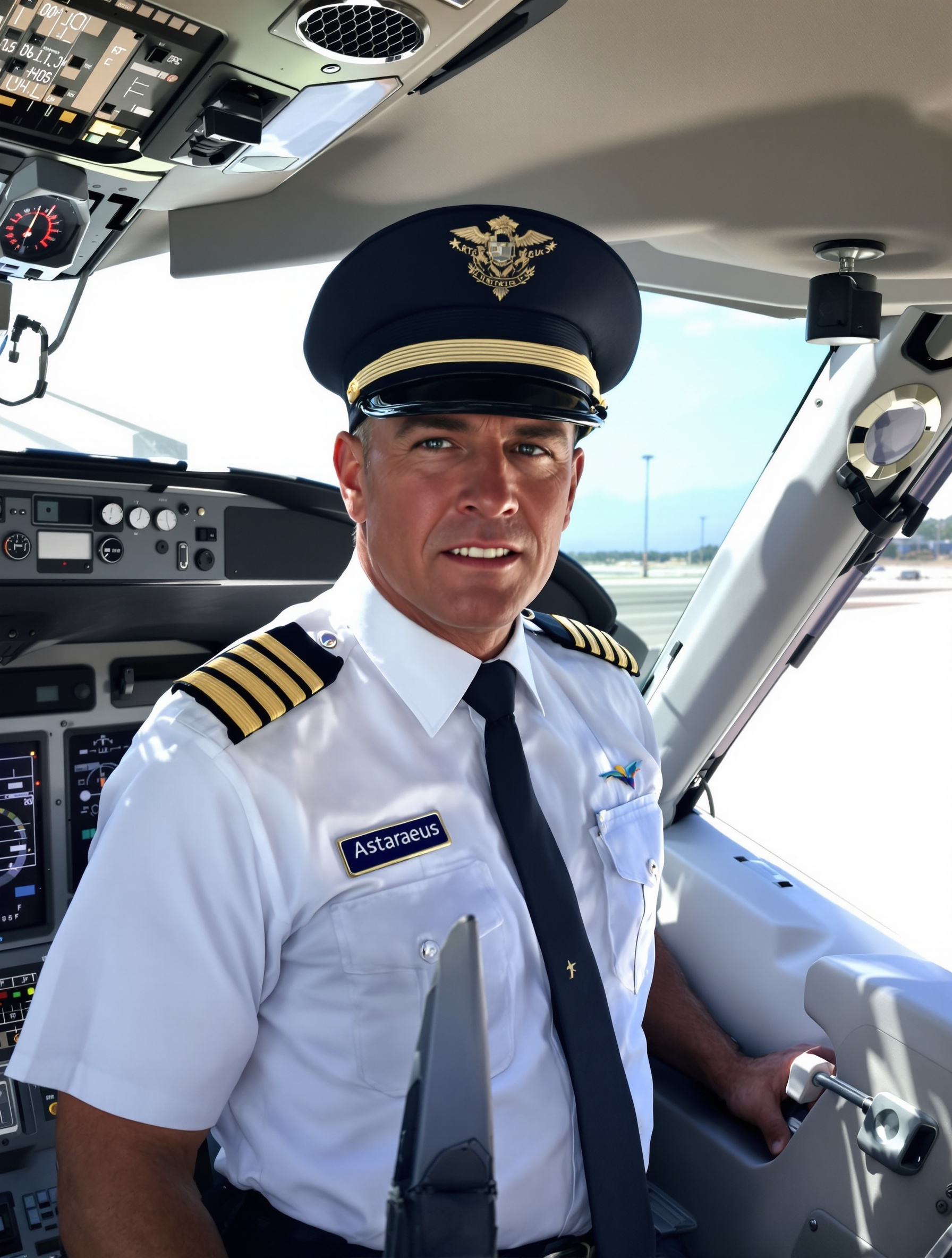 Bruce Dickinson en uniforme de pilote de ligne pour Astraeus
