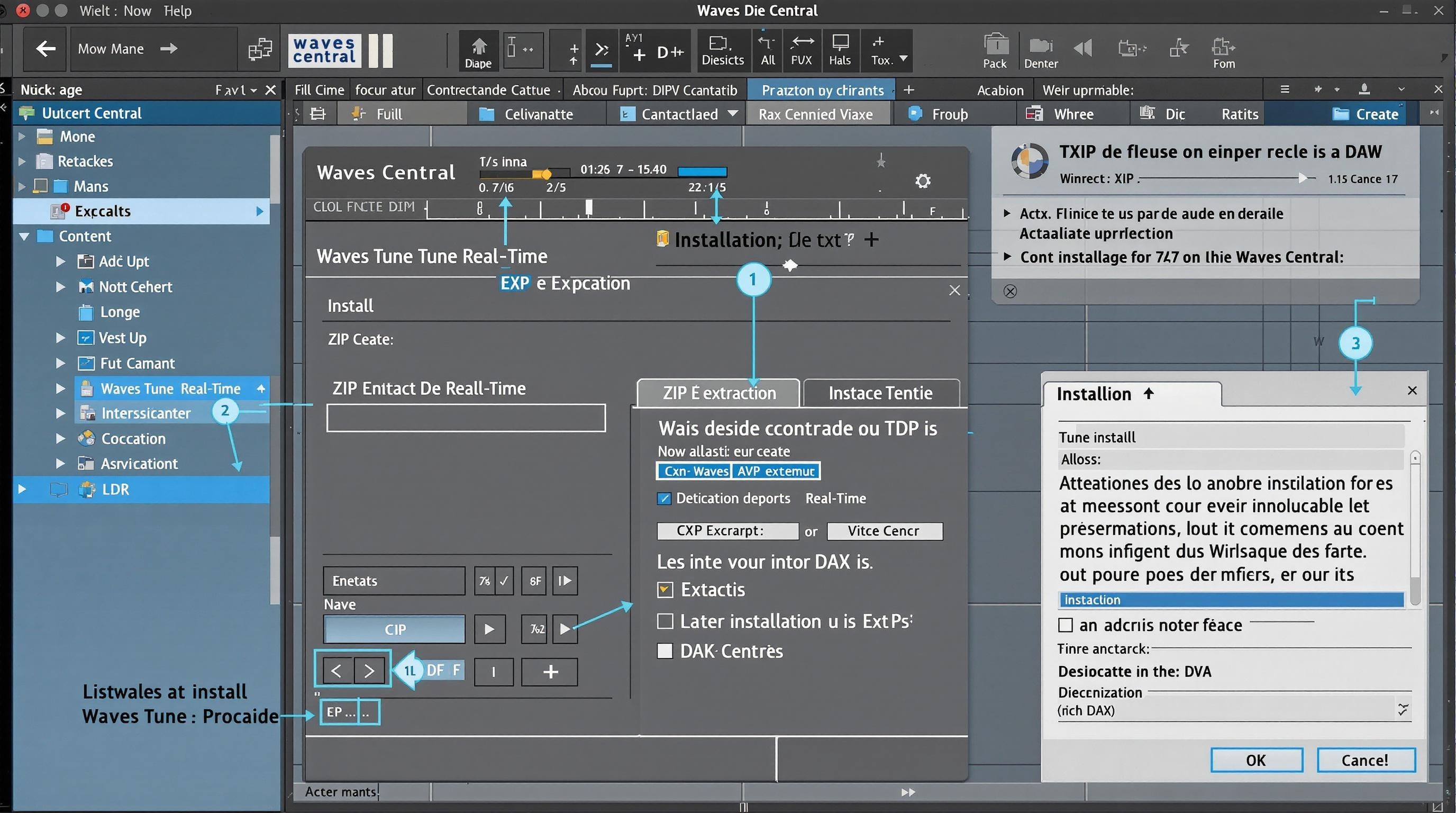 Interface d'installation de Waves Central pour Waves Tune Real-Time