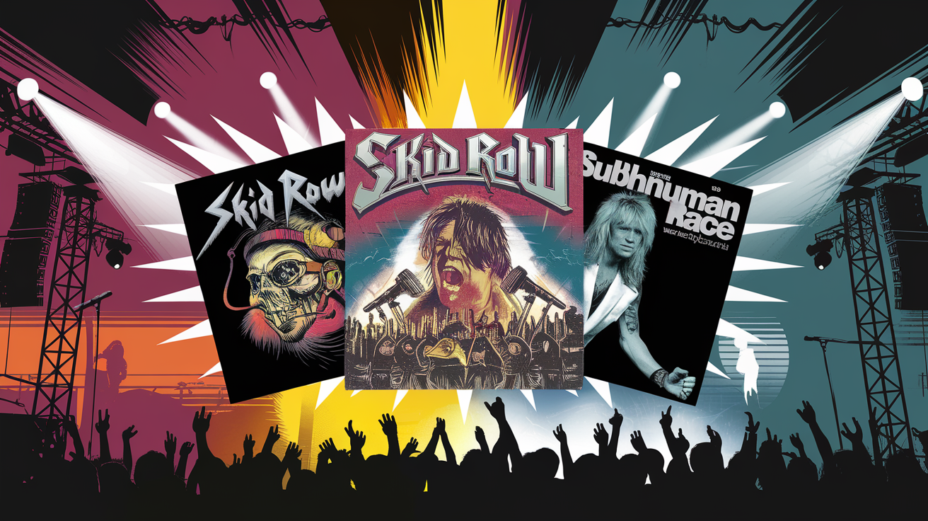 Collage vibrant d'albums Skid Row - Sebastian Bach.