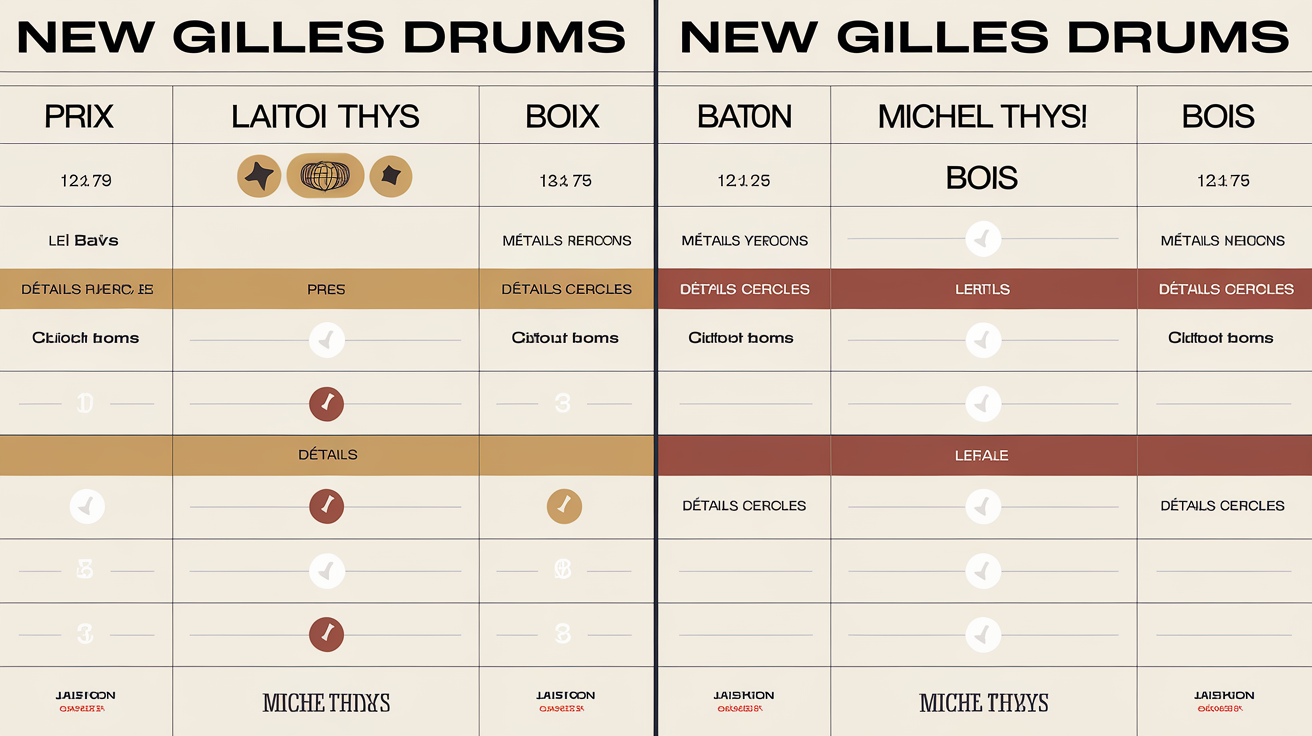 Tableau comparatif des prix des tambours de Gille neufs et d'occasion