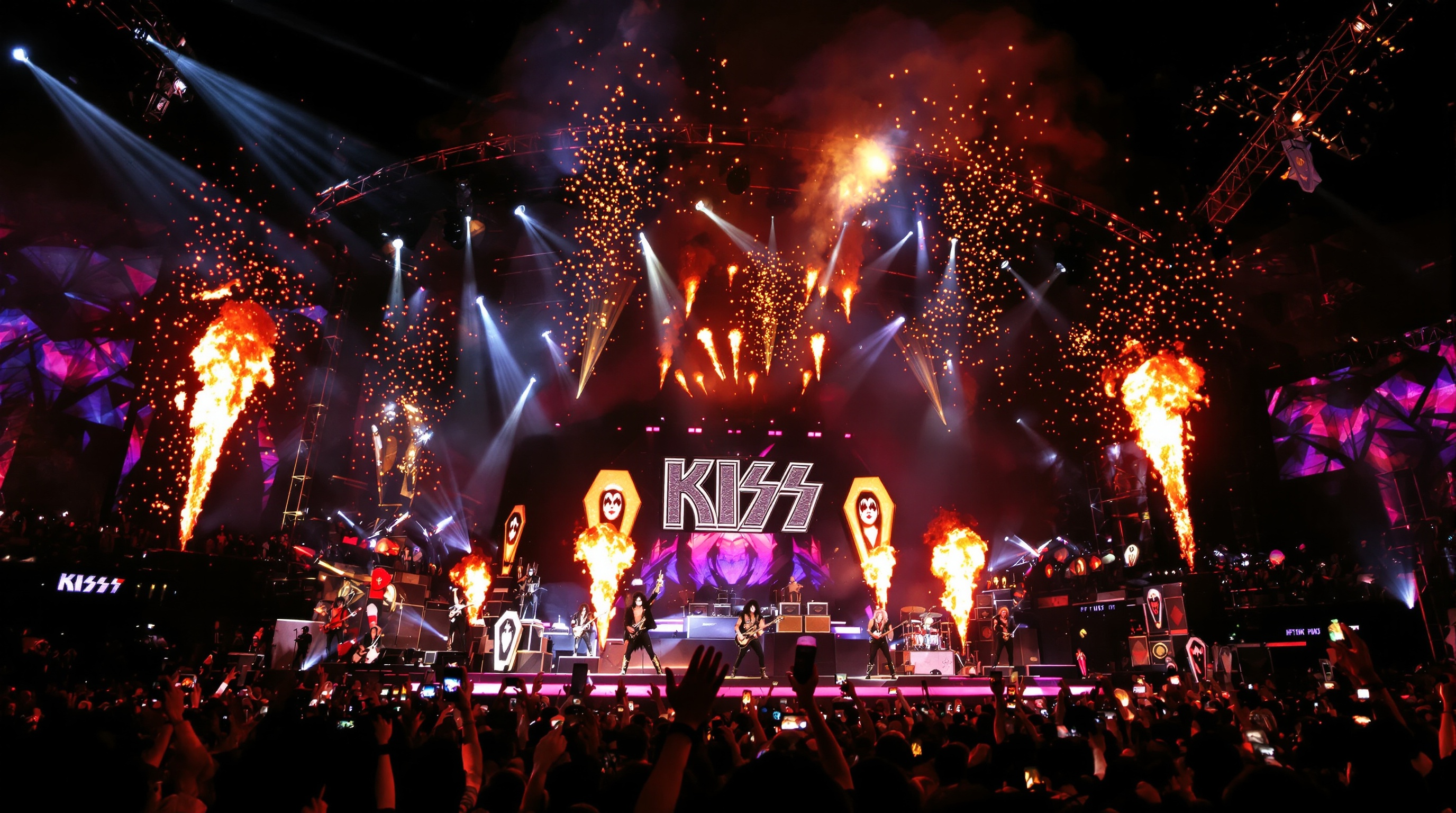 KISS show pyrotechnie produits dérivés cercueils préservatifs scène années 80