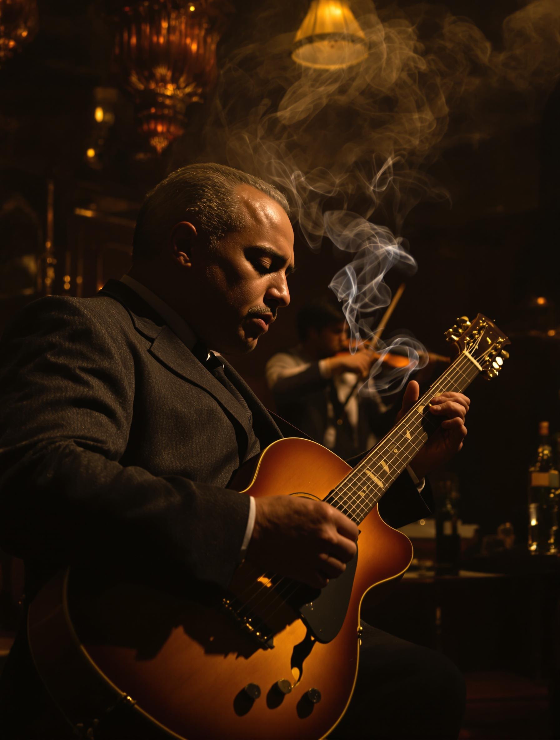 Hot Club de France avec Django Reinhardt, guitare et violon swing des années 1930.