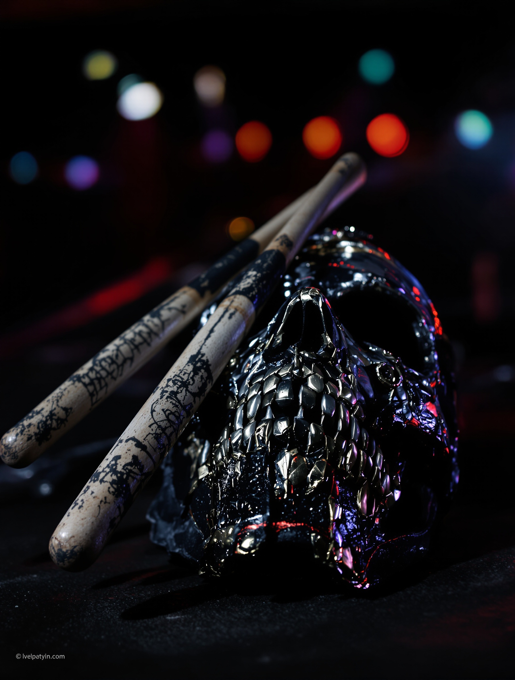 Héritage de Jay Weinberg dans Slipknot – baguettes usées et masque posés sur scène