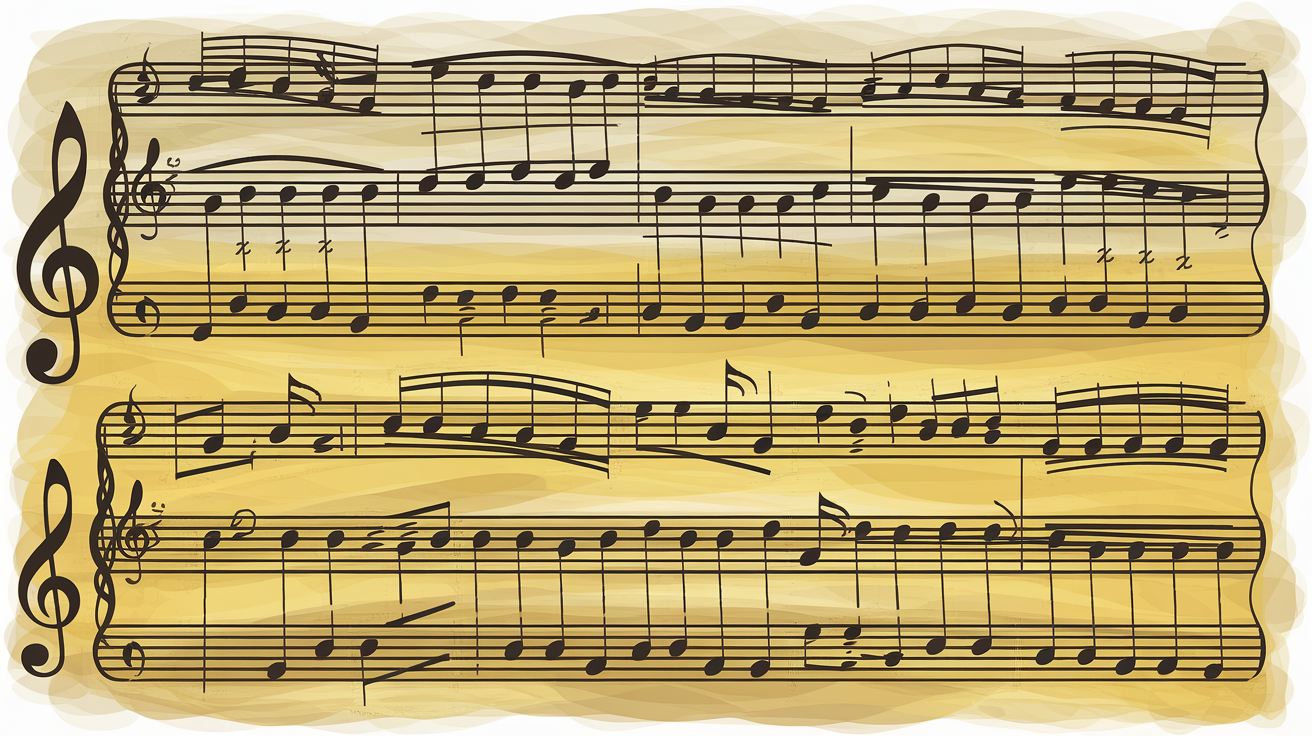Extrait de la partition du Canon de Pachelbel montrant sa structure répétitive.