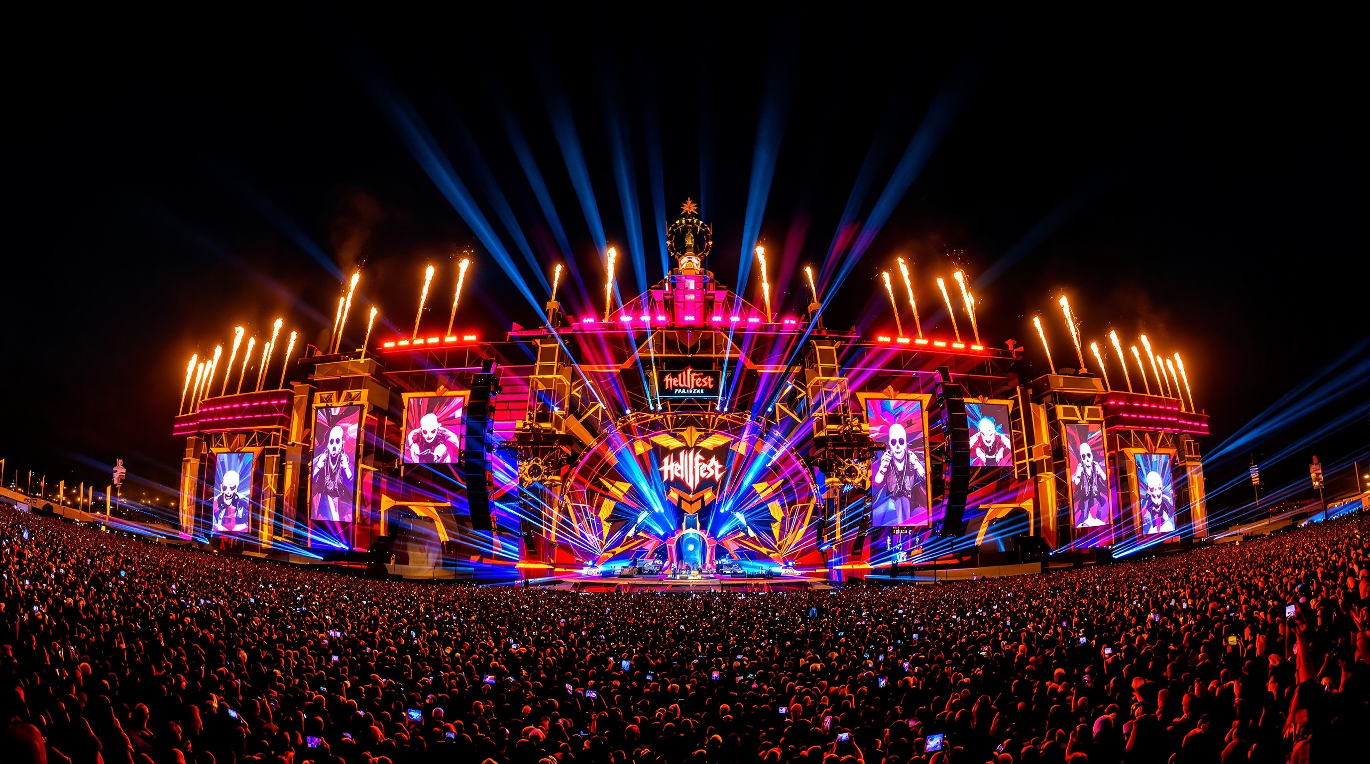 Foule devant la Mainstage Hellfest 2022 la nuit