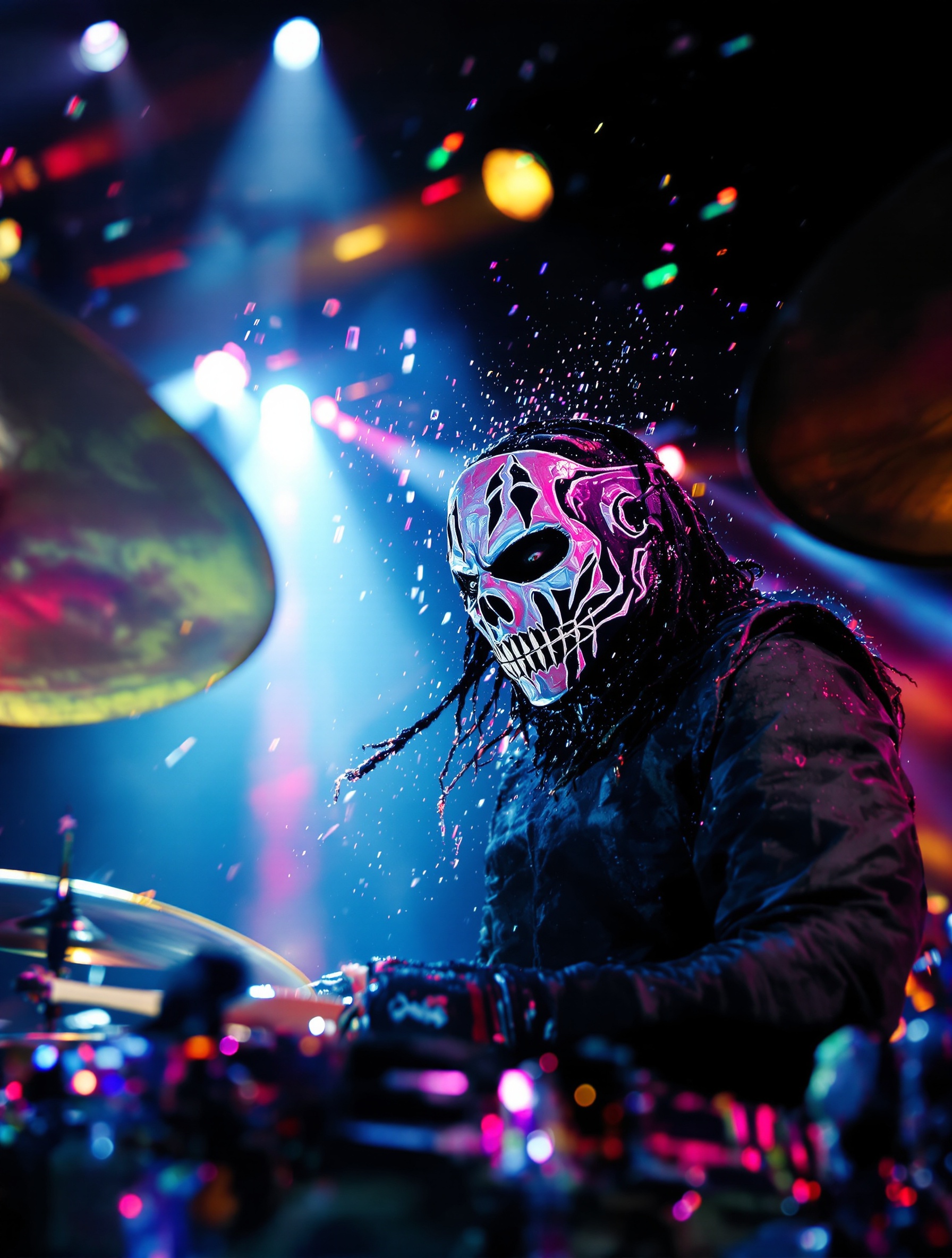 Jay Weinberg sur scène avec Slipknot, concentré et déchaîné