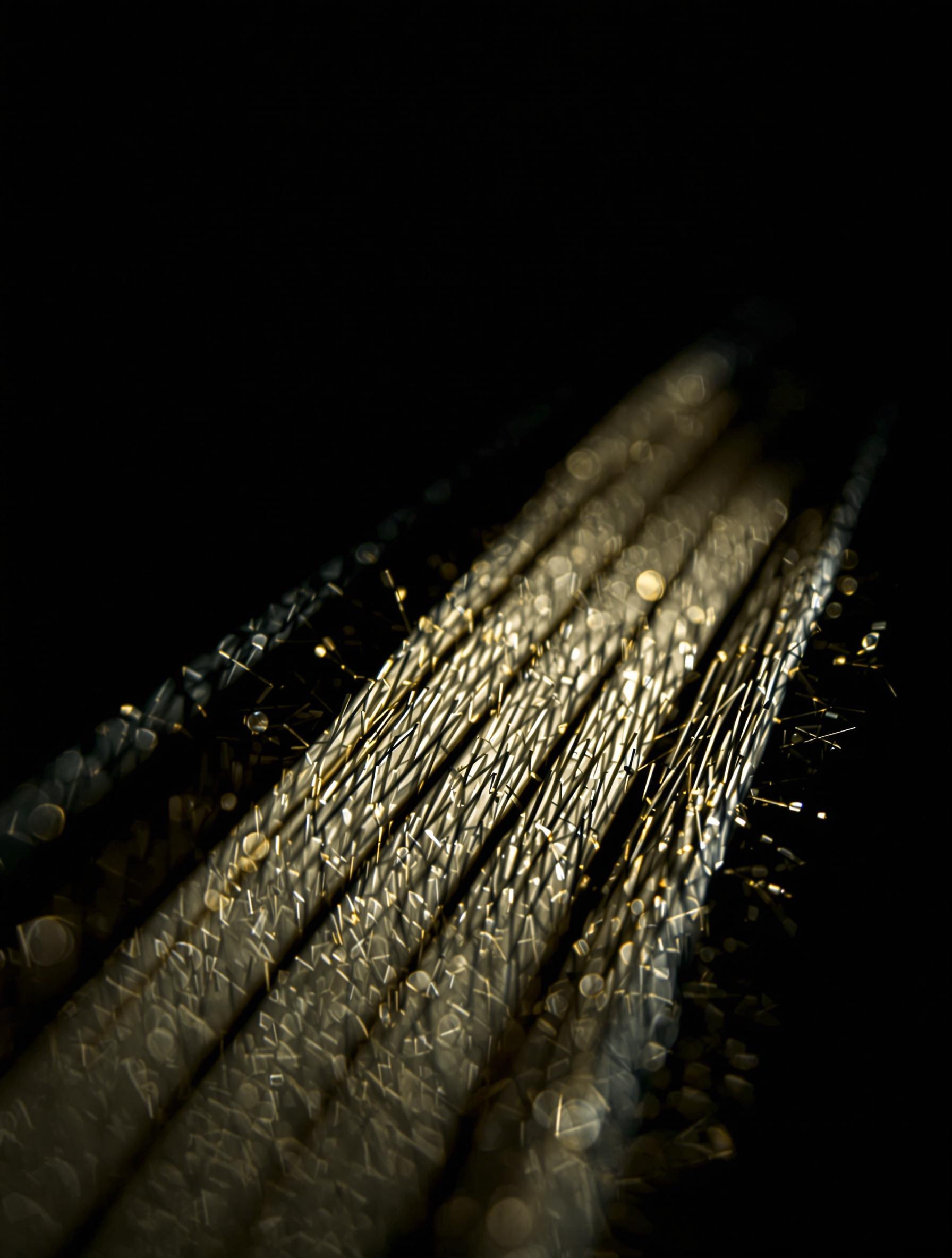 Macro photographie poétique de cordes de guitare classique en nylon et en carbone