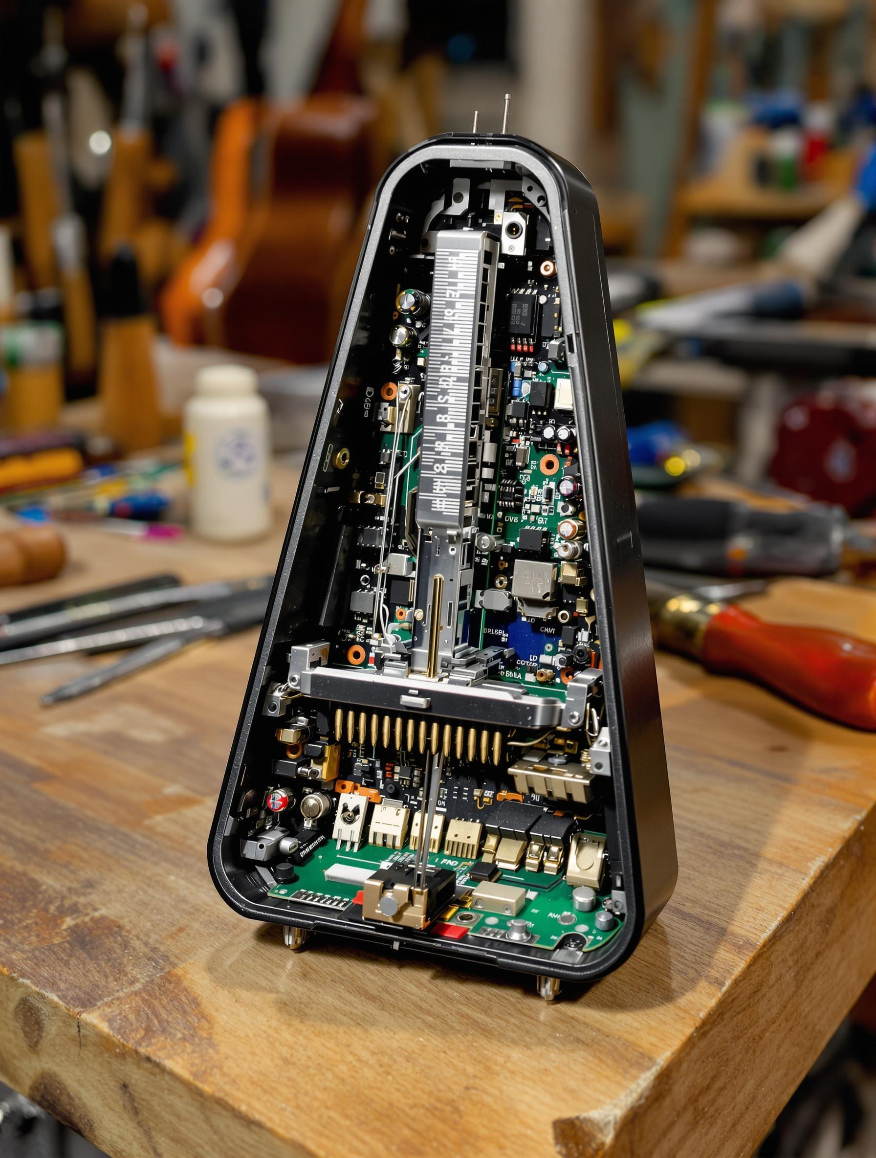 Circuits internes d’un métronome électronique moderne.