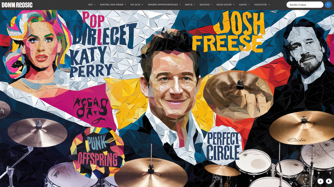 Mosaïque de genres musicaux traversés par Josh Freese