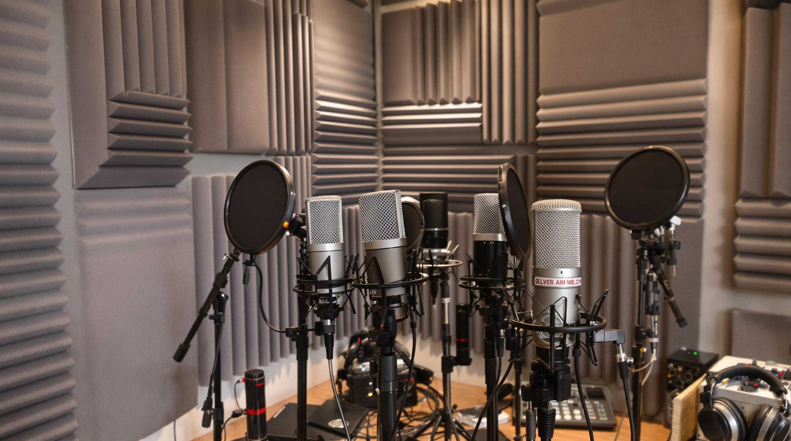 Home studio acoustiquement traité avec accessoires