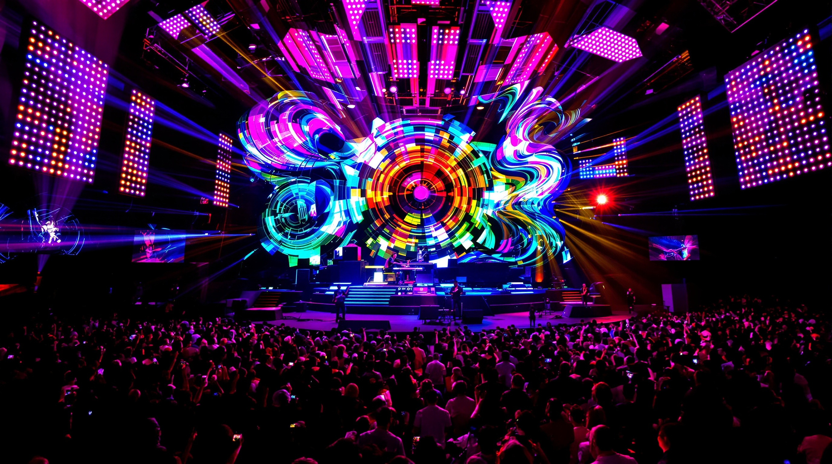 concert rock progressif moderne Minimoog scène lumineuse