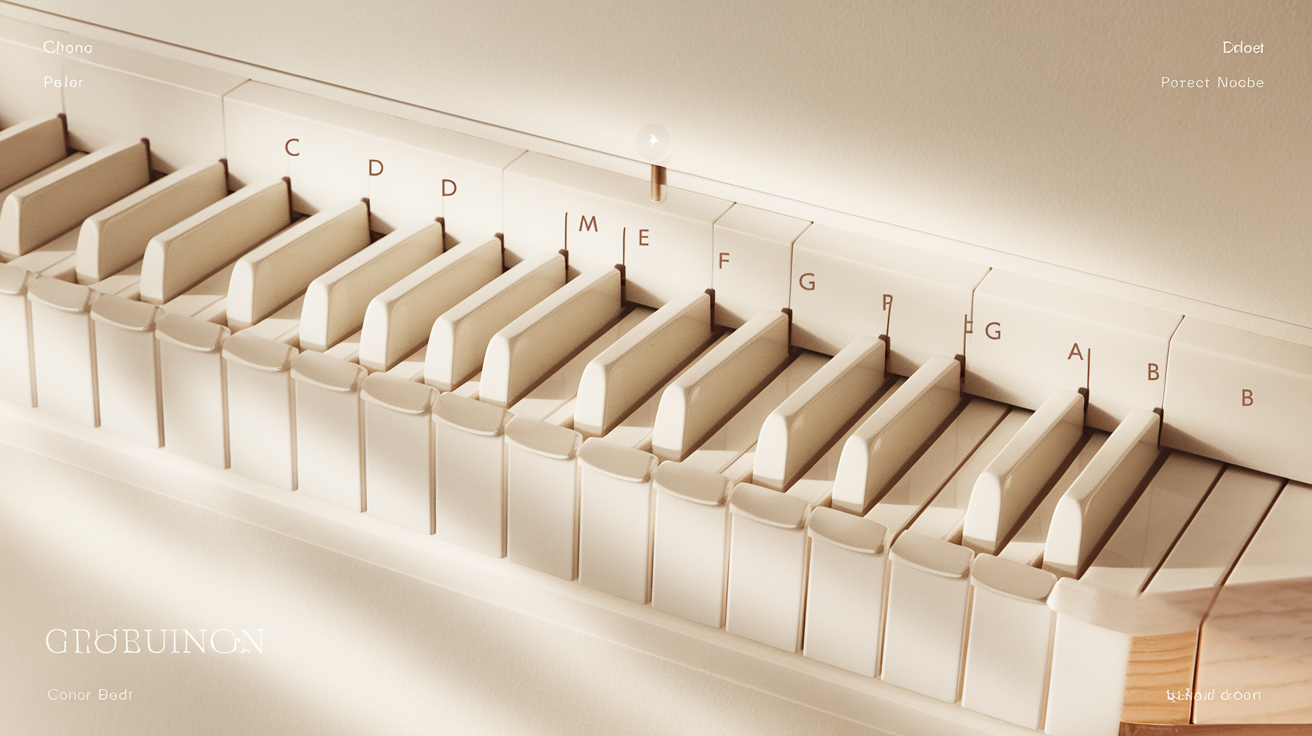 Section de clavier de piano légendée avec les notes de la gamme de Do
