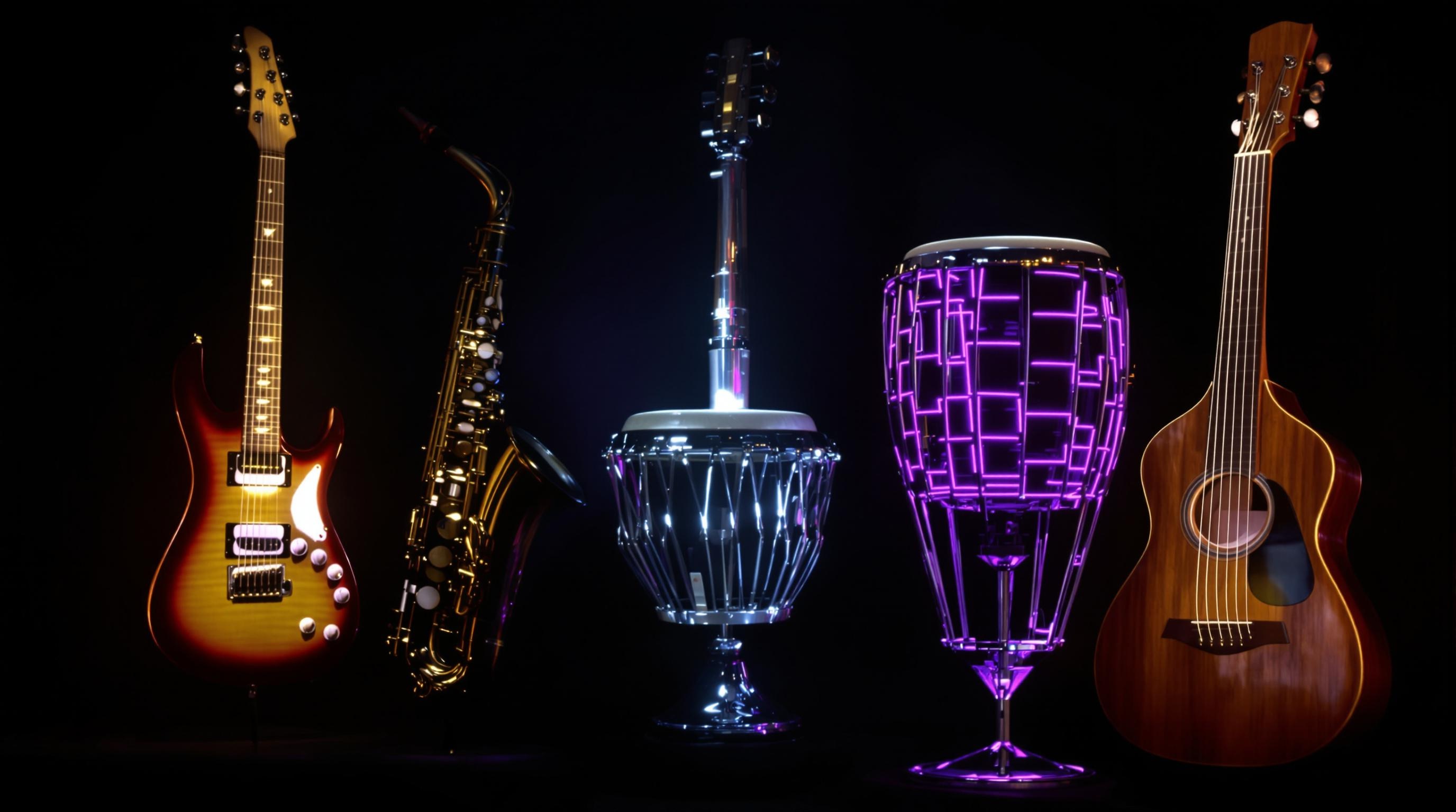 Tableau d'ambiance avec guitare électrique, saxophone, djembé, piano, kora dans cinq univers musicaux distincts.
