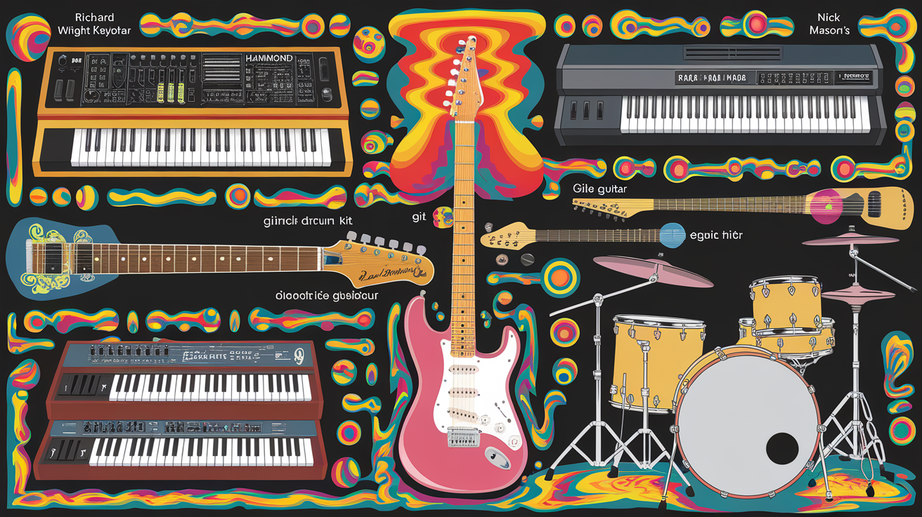 Comparatif psychédélique instruments Pink Floyd
