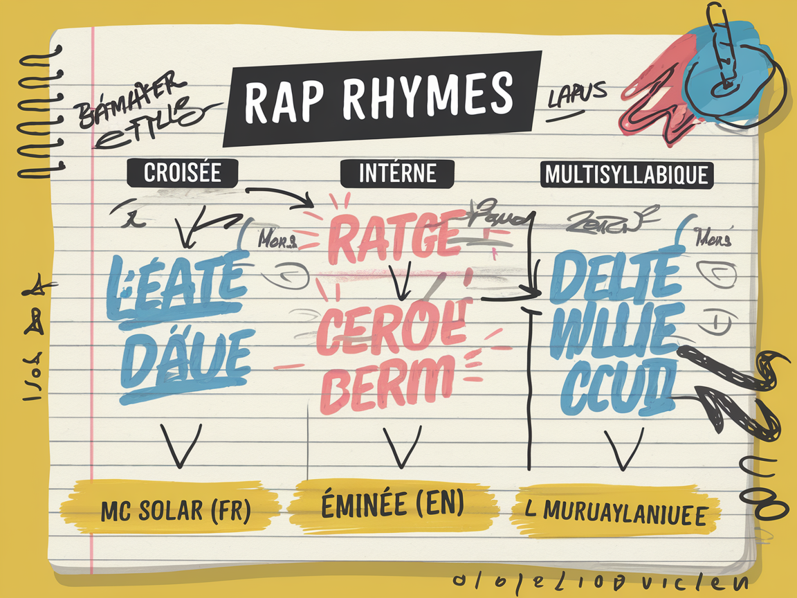tableau manuscrit types de rimes rap Solaar Eminem