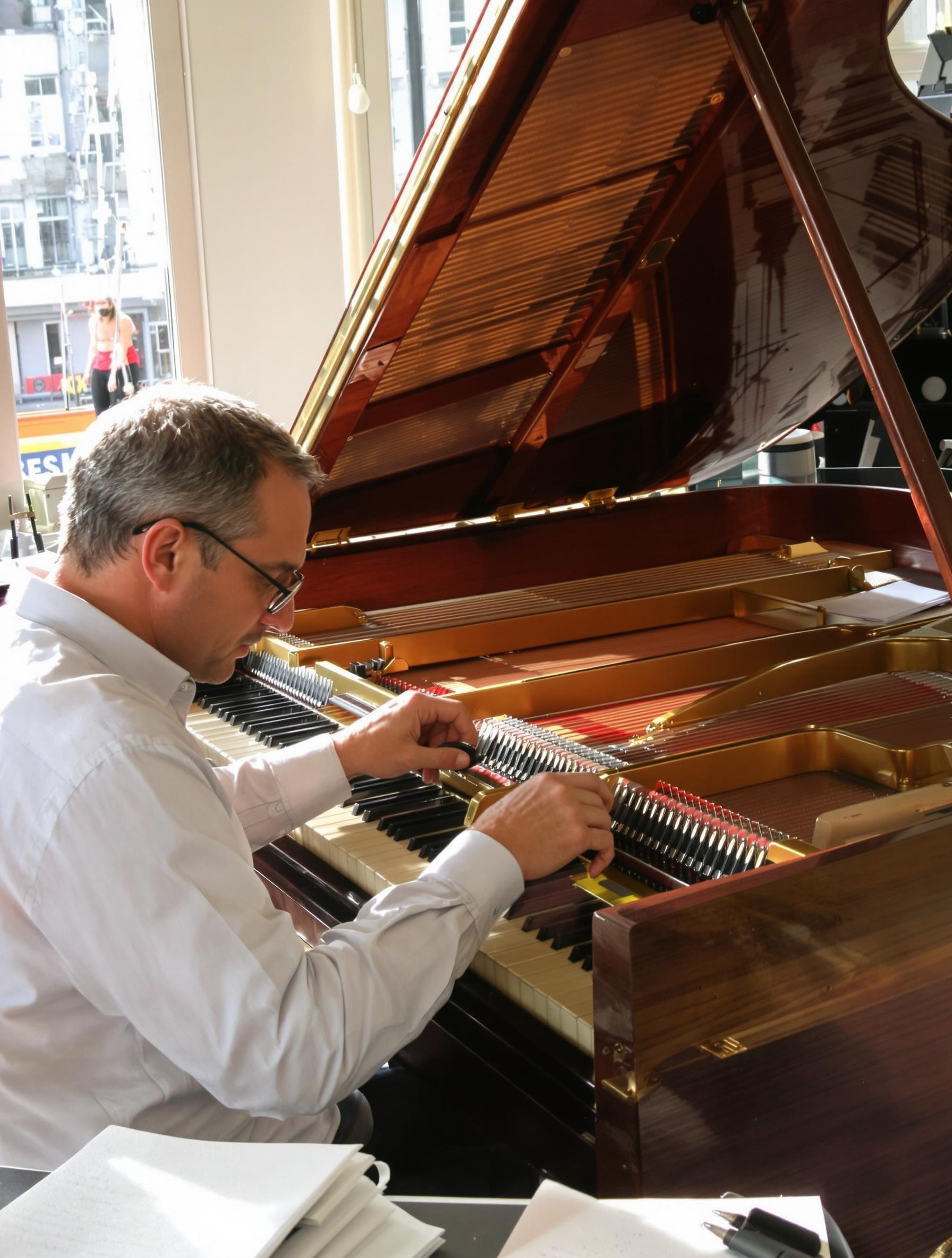 Technicien accorde Yamaha Disklavier Paris
