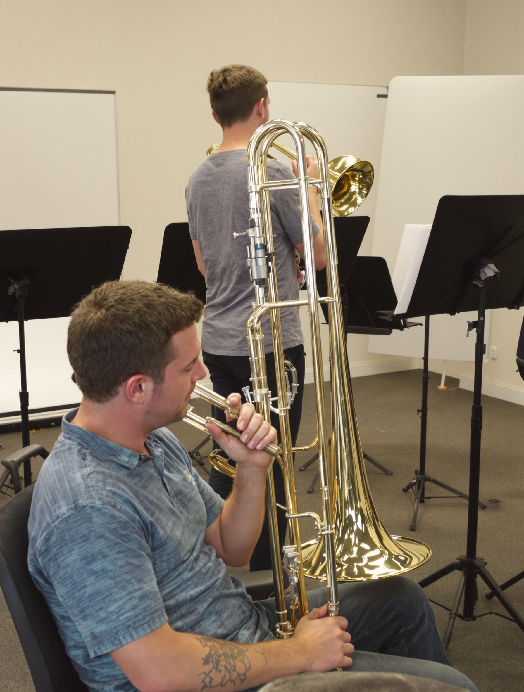 Posture idéale pour jouer du trombone, en position assise et debout