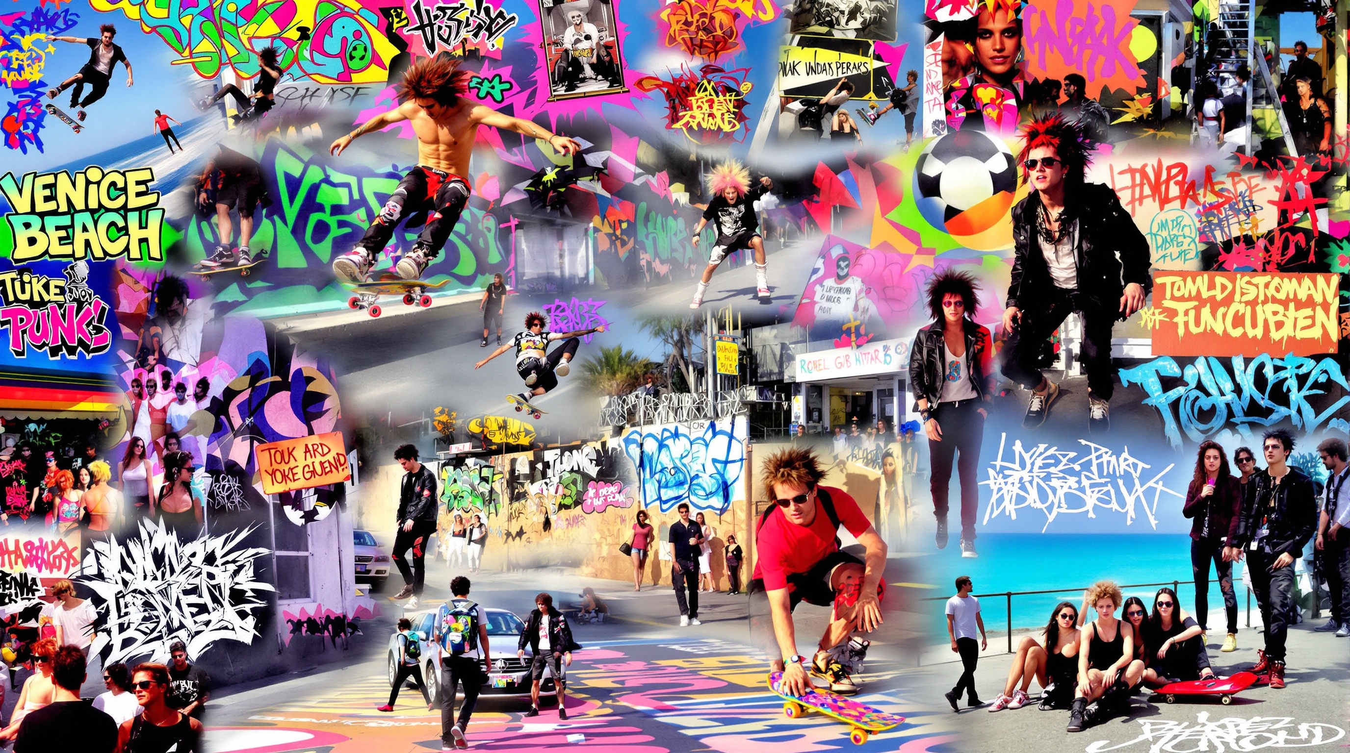 Montage visuel Venice Beach années 80 skate punk
