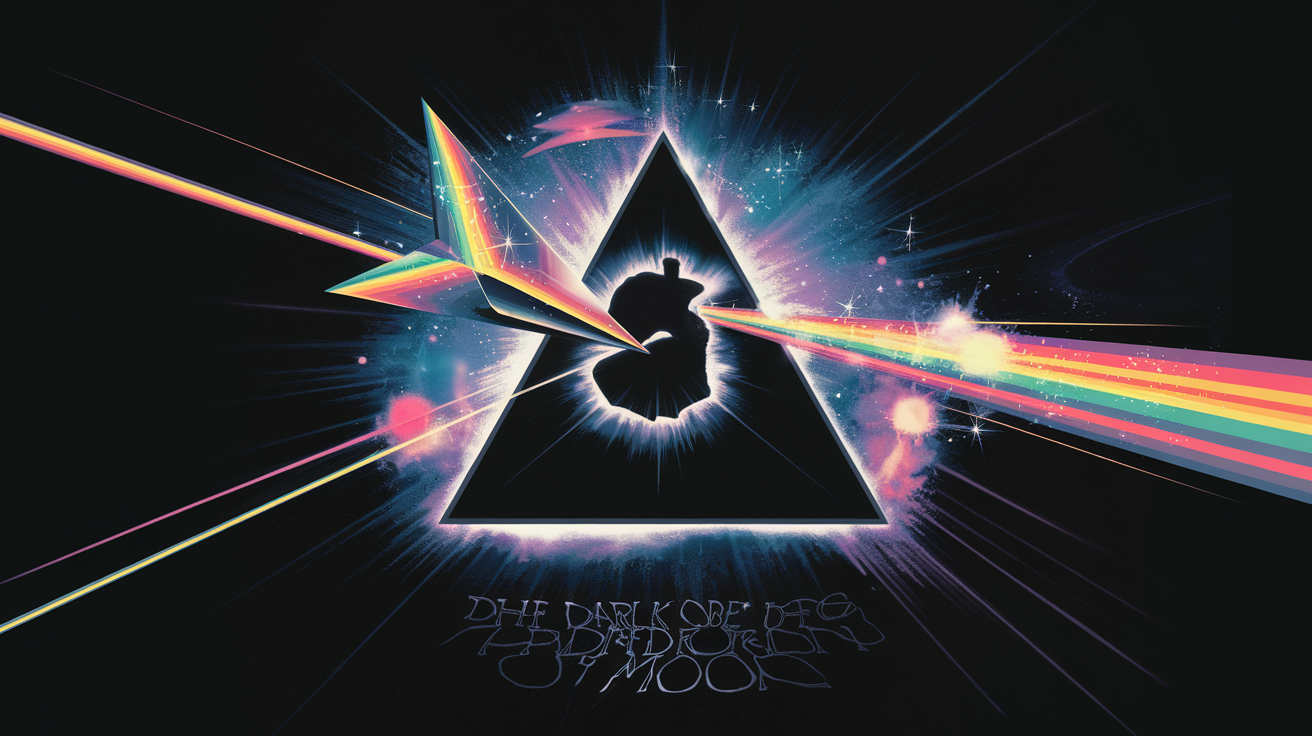 Visuel conceptuel du prisme cosmique Pink Floyd