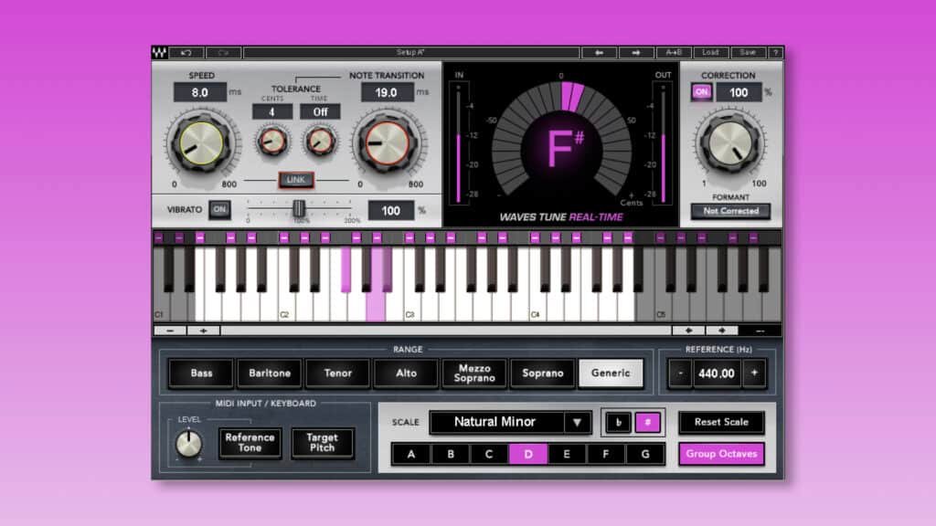 Fenêtre Graph Mode de Waves Tune Real-Time montrant les courbes par notes