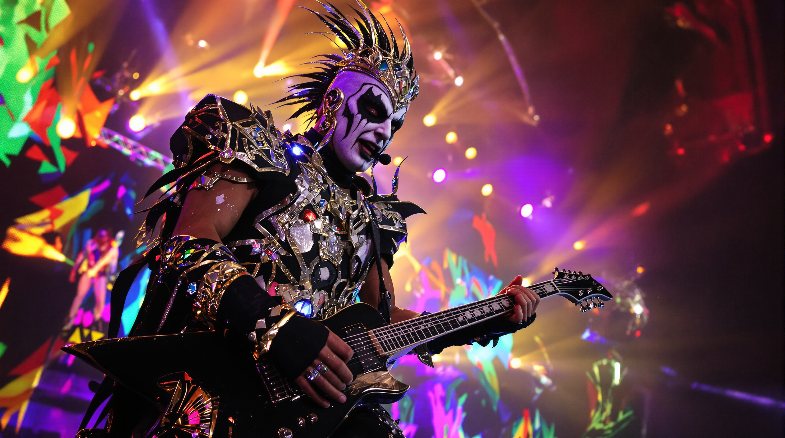 Wes Borland en costume iconique sur scène avec Limp Bizkit, illustrant son rôle d'architecte visuel et sonore.