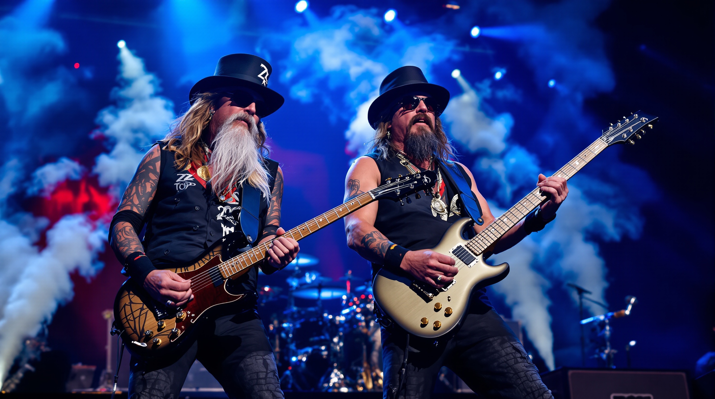 ZZ Top live 2025 énergie scène Elevation Tour barbes chapeaux guitares absence Frank Beard